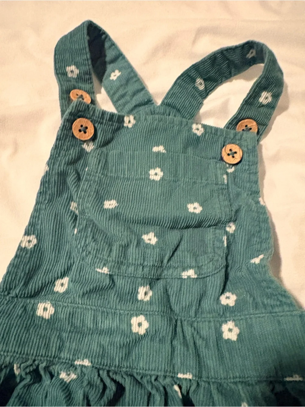 Toddler Green Floral Pinafore Dress with Adjustable Straps